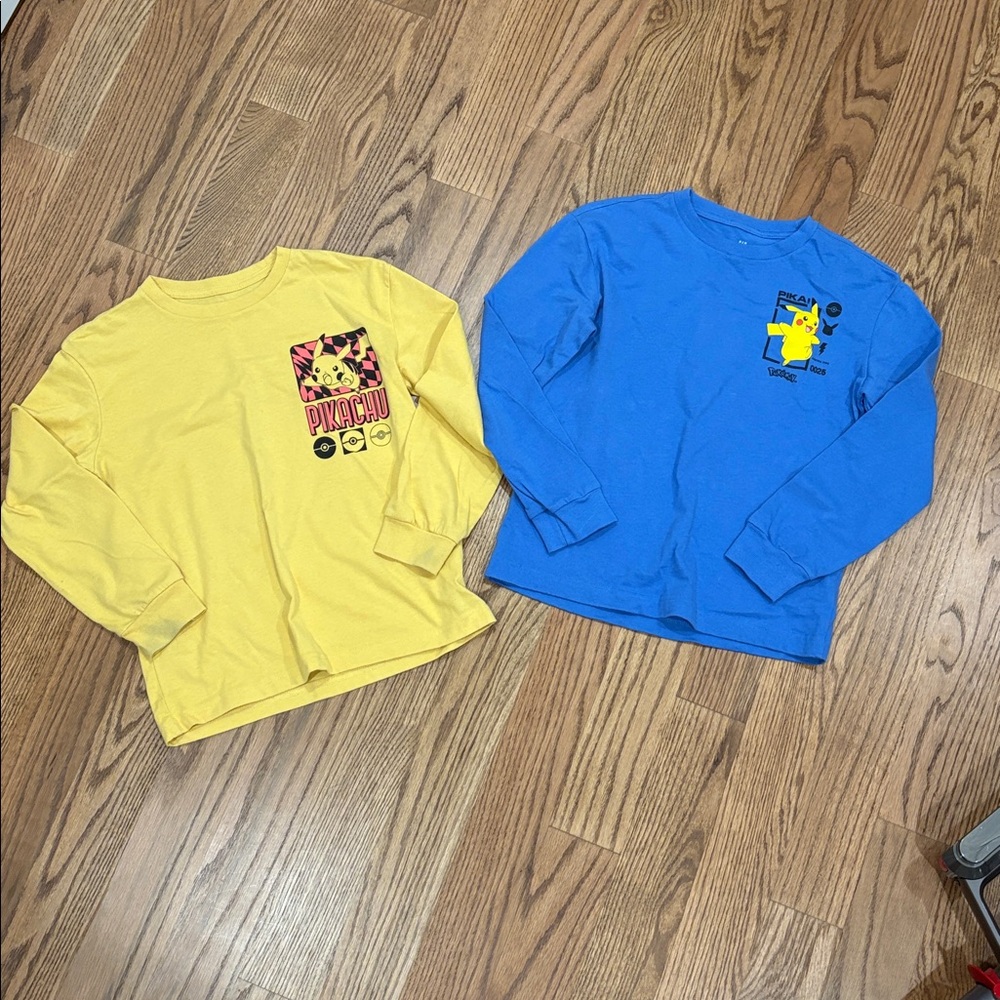 Gap kids Pikachu Yellow and Blue Kids Long Sleeve Shirts